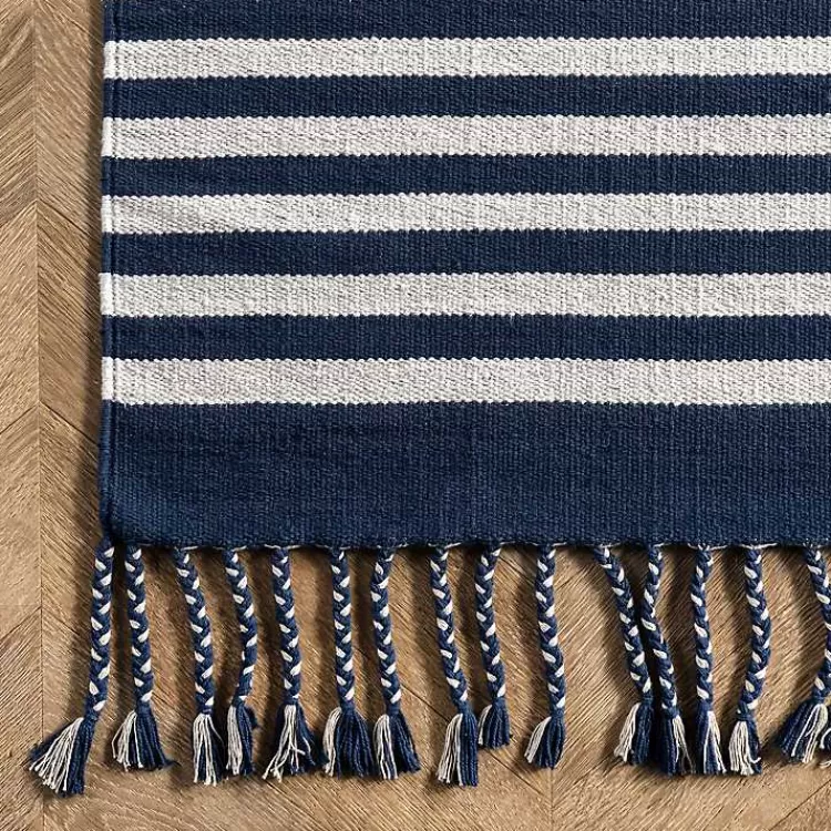 navy_blue_striped_tassel_cotton_area_rug_x_4.webp Navy Blue Striped Tassel Cotton Area Rug, 8x10>Kirklands Home Store