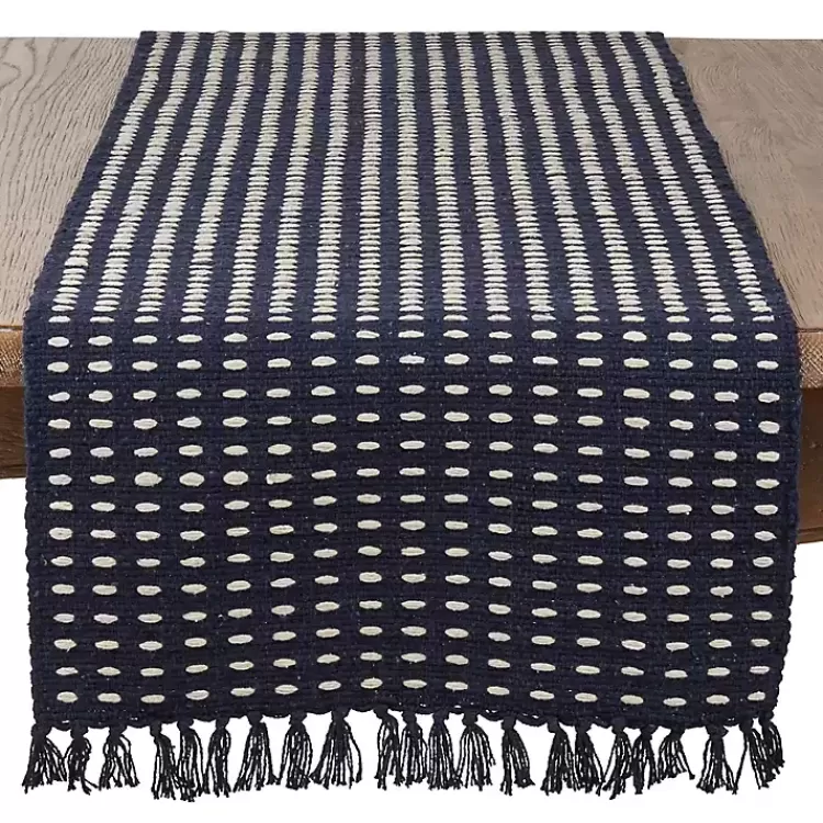 Navy Blue Tasseled Woven Dash Table Runner>Kirklands Home Hot