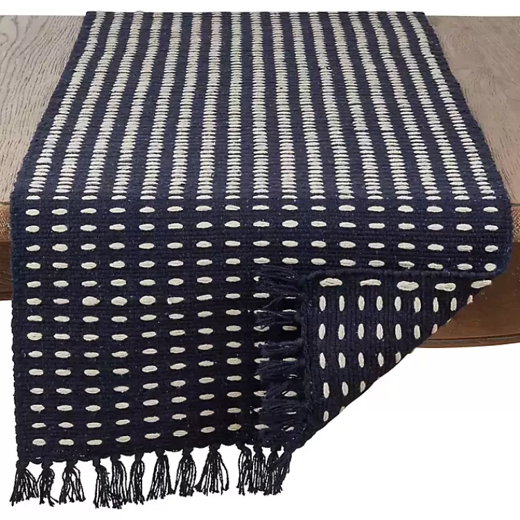 Navy Blue Tasseled Woven Dash Table Runner>Kirklands Home Hot