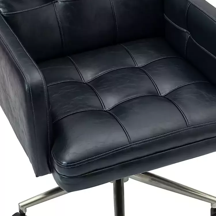 navy_blue_tufted_faux_leather_swivel_office_chair_6.webp Navy Tufted Faux Leather Swivel Office Chair>Kirklands Home New