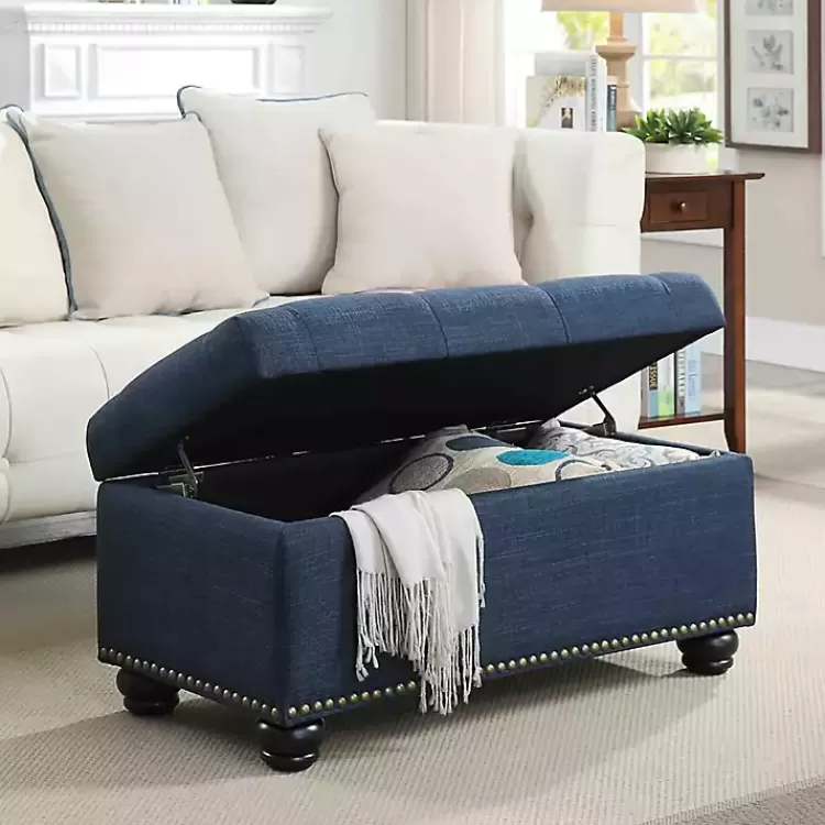 Navy Tufted Jess Storage Ottoman Bench>Kirklands Home Outlet