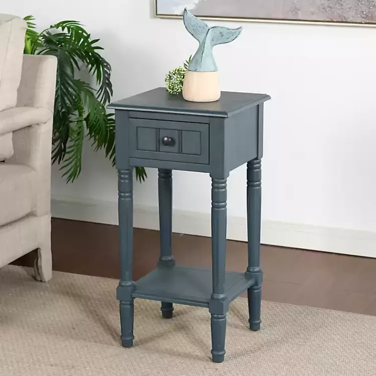 Navy Wood Square Hampton Accent Table>Kirklands Home Flash Sale