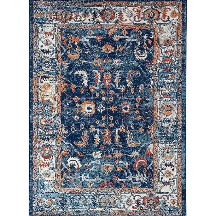 Navy Bordered Pattern Area Rug, 7x9>Kirklands Home Online