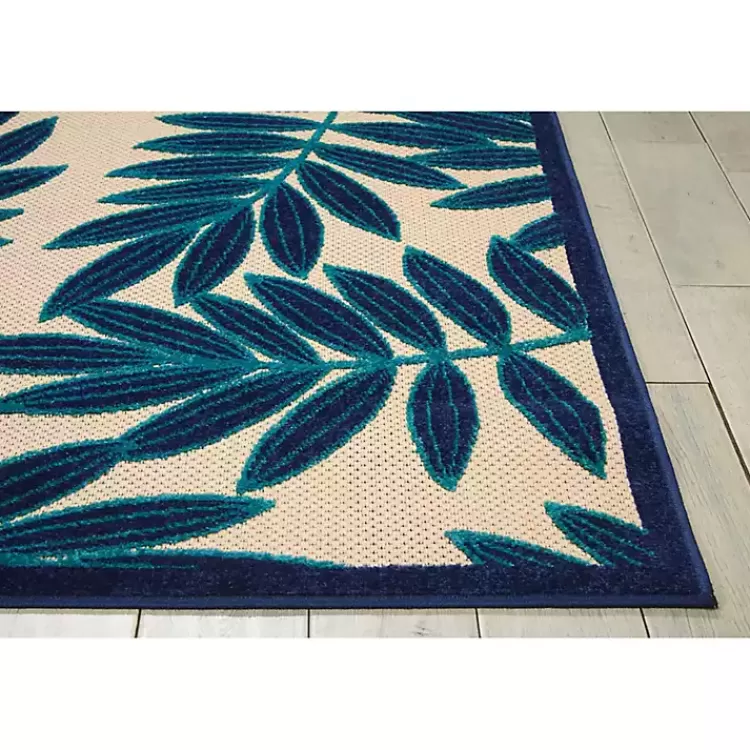 Navy Botanical Leaves Outdoor Area Rug, 9x13>Kirklands Home Sale