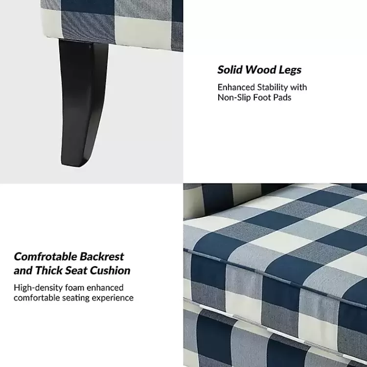 navy_buffalo_check_upholstered_armchair_5.webp Navy Buffalo Check Upholstered Armchair>Kirklands Home Fashion