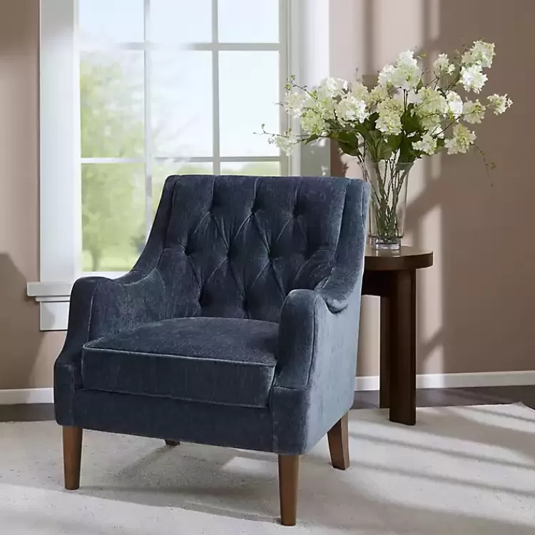 Navy Button Tufted Accent Chair>Kirklands Home Discount