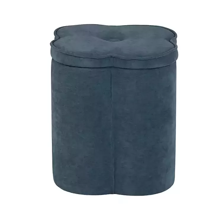 Navy Chenille Flower Storage Ottoman>Kirklands Home Best