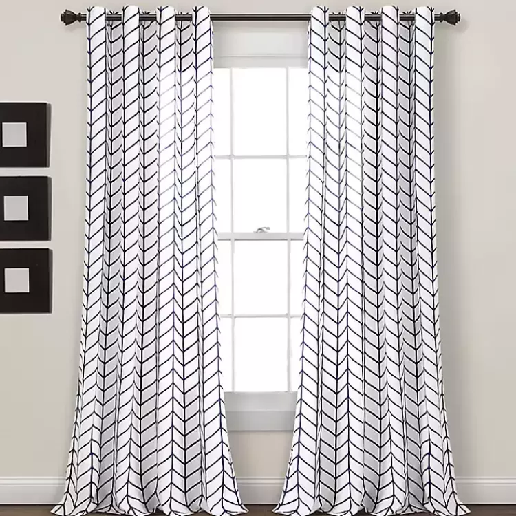 Navy Chevron 2-pc. Panel Curtain Set, 84 in.>Kirklands Home Clearance