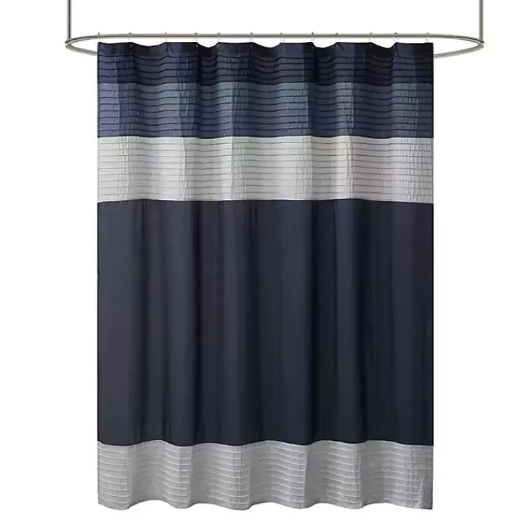 Navy Colorblock Silky Shower Curtain>Kirklands Home Best