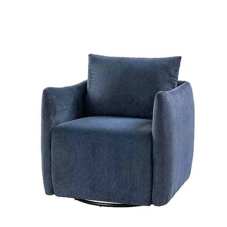 Navy Corduroy Swivel Accent Chair>Kirklands Home Discount