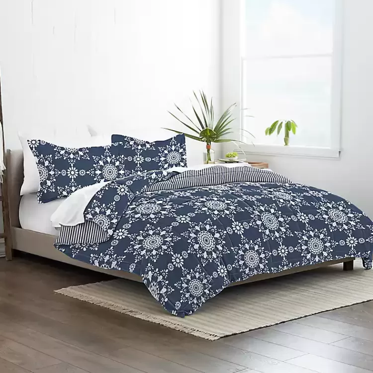 Navy Daisy Medallion Twin 3-pc. Comforter Set>Kirklands Home Flash Sale