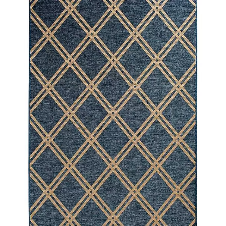 Navy Diamond Indoor/Outdoor Area Rug, 5x7>Kirklands Home Clearance
