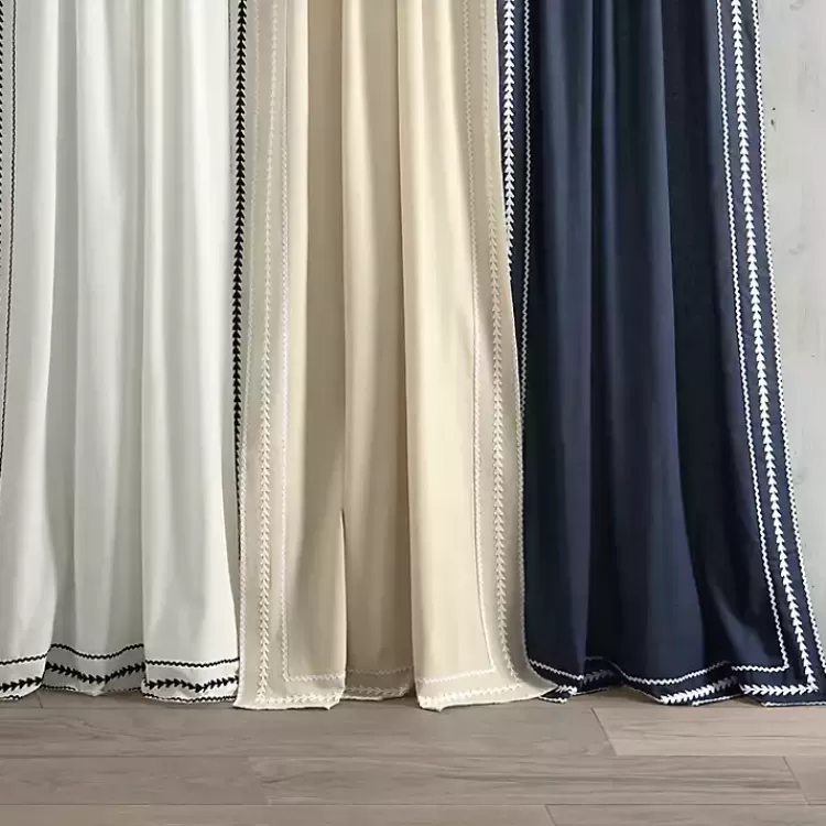 navy_embroidered_ric_rac_curtain_panel__in_2.webp Navy Embroidered Ric Rac Curtain Panel, 84 in.>Kirklands Home Online