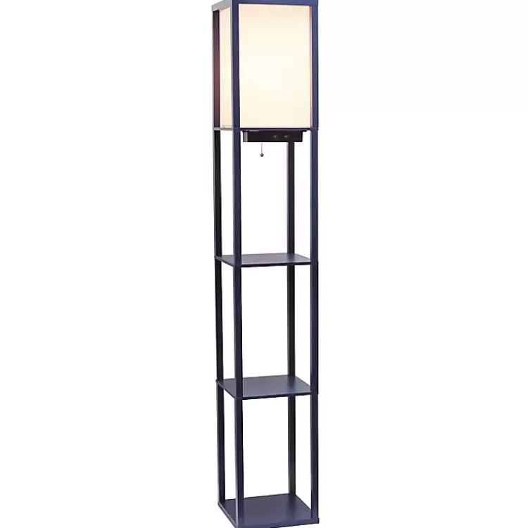 Navy Etagere Shelf Charging Floor Lamp>Kirklands Home Store