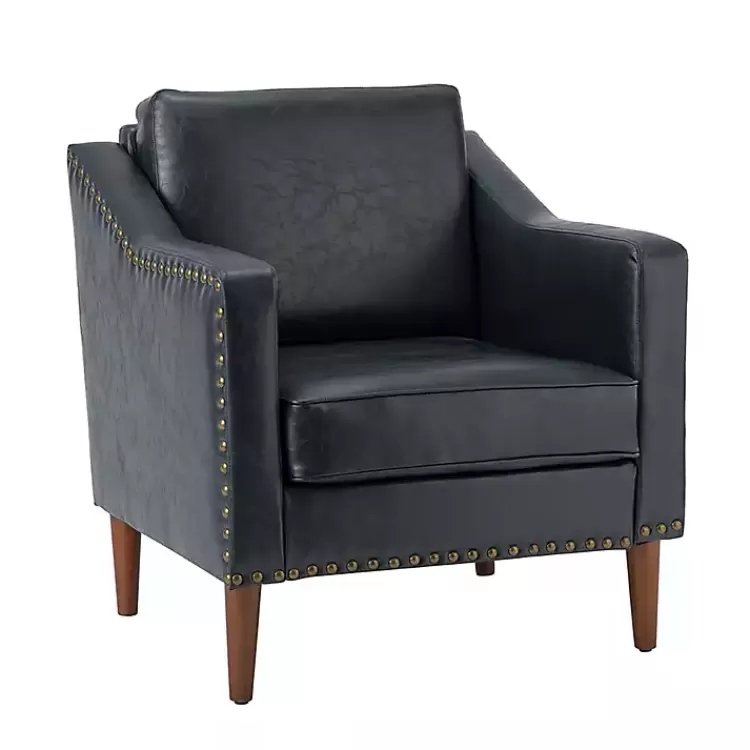 Navy Faux Leather Bonita Accent Chair>Kirklands Home Discount
