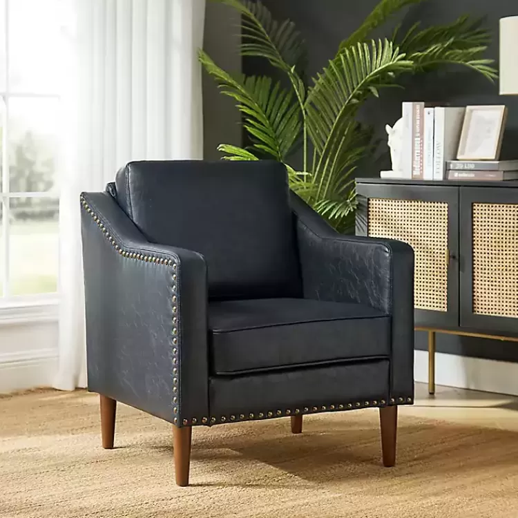 Navy Faux Leather Bonita Accent Chair>Kirklands Home Discount