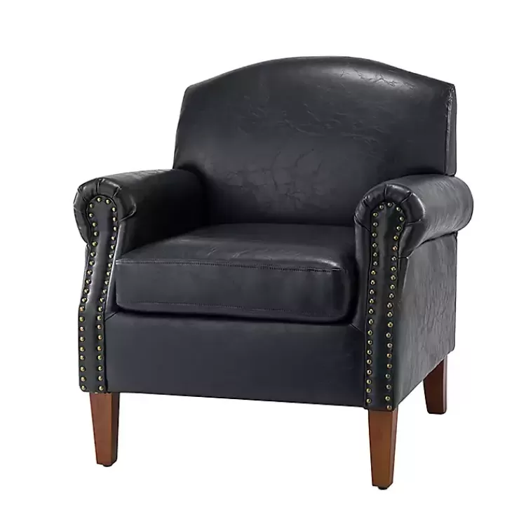 Navy Faux Leather Nailhead Taylor Armchair>Kirklands Home Shop