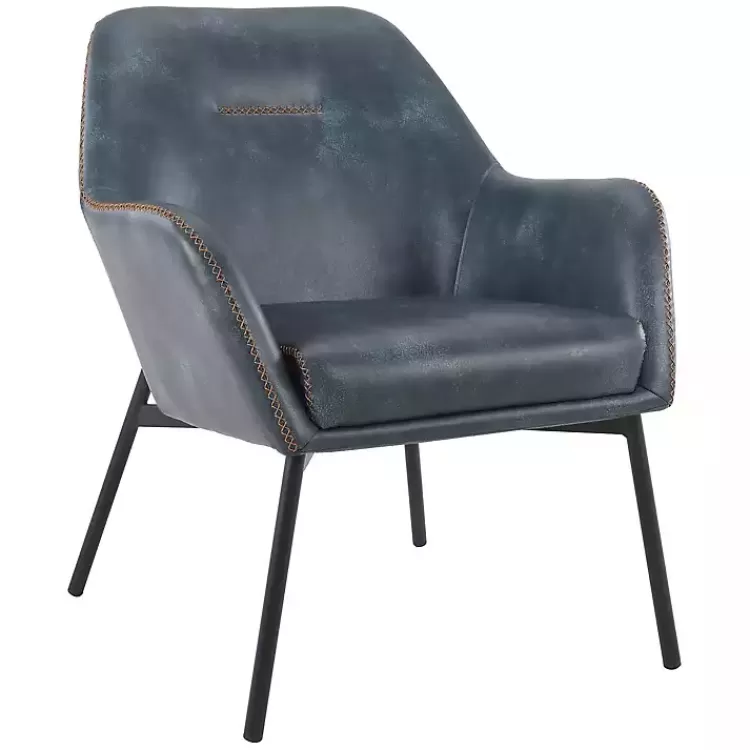 Navy Faux Leather Scoop Accent Chair>Kirklands Home Hot