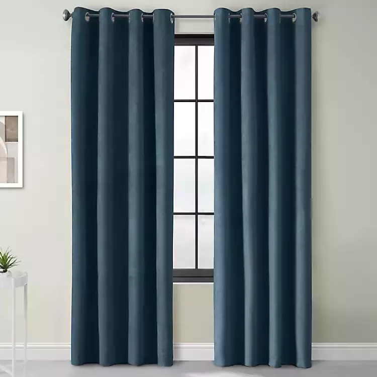 Navy Faux Suede Blackout Curtain Panel, 108 in.>Kirklands Home New