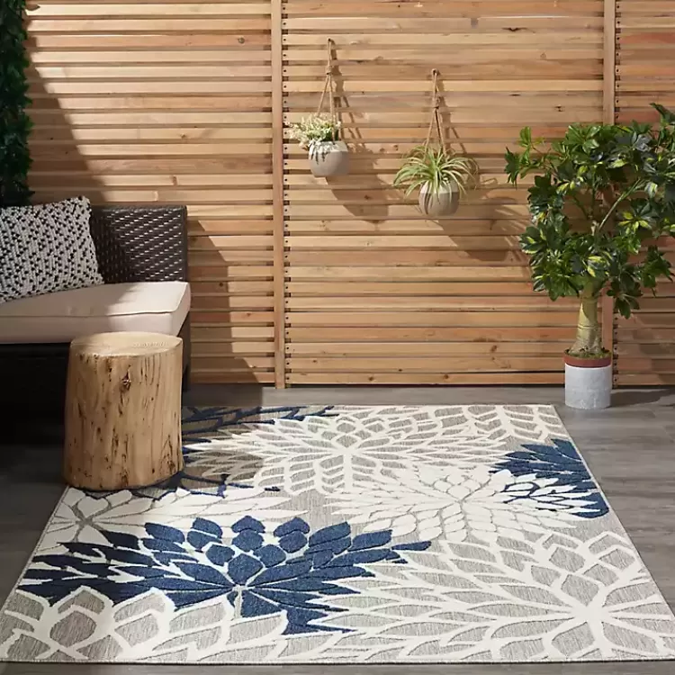 navy_floral_burst_outdoor_area_rug_x_5.webp Navy Floral Burst Outdoor Area Rug, 5x7>Kirklands Home Cheap