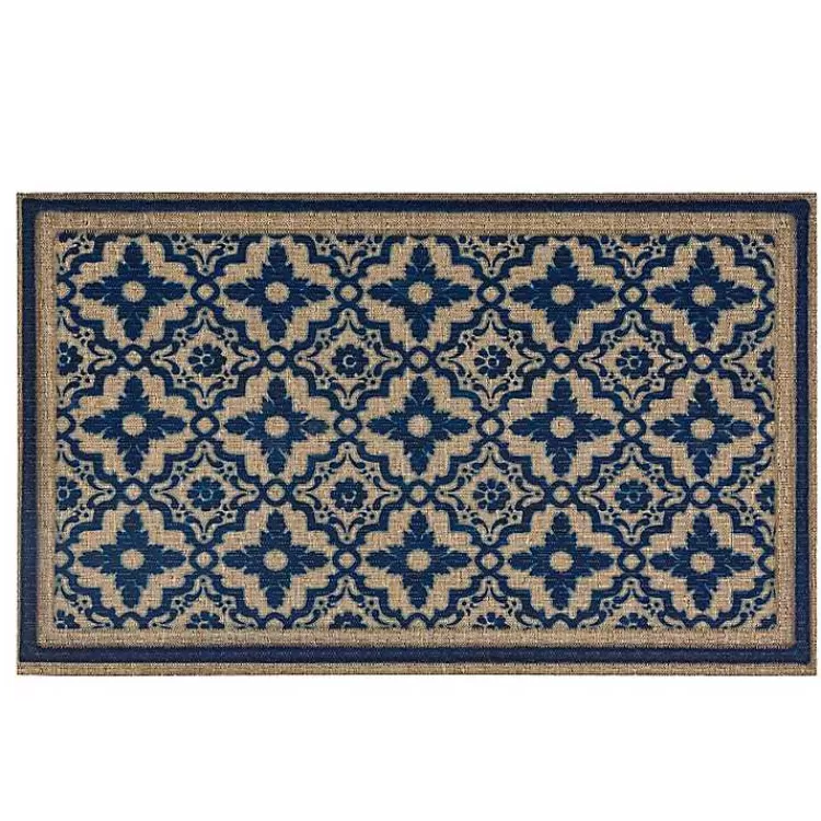 Navy Floral Pattern Doormat>Kirklands Home Best