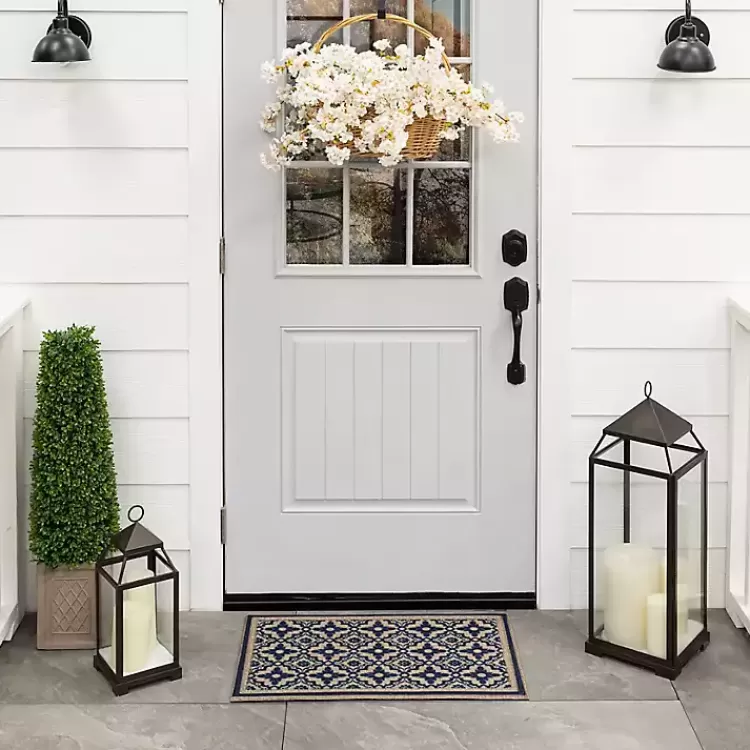 Navy Floral Pattern Doormat>Kirklands Home Best