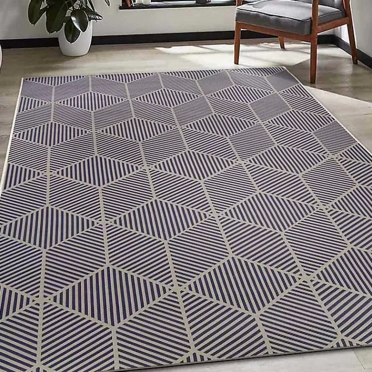 Navy Geometric Washable Area Rug, 5x7>Kirklands Home Shop
