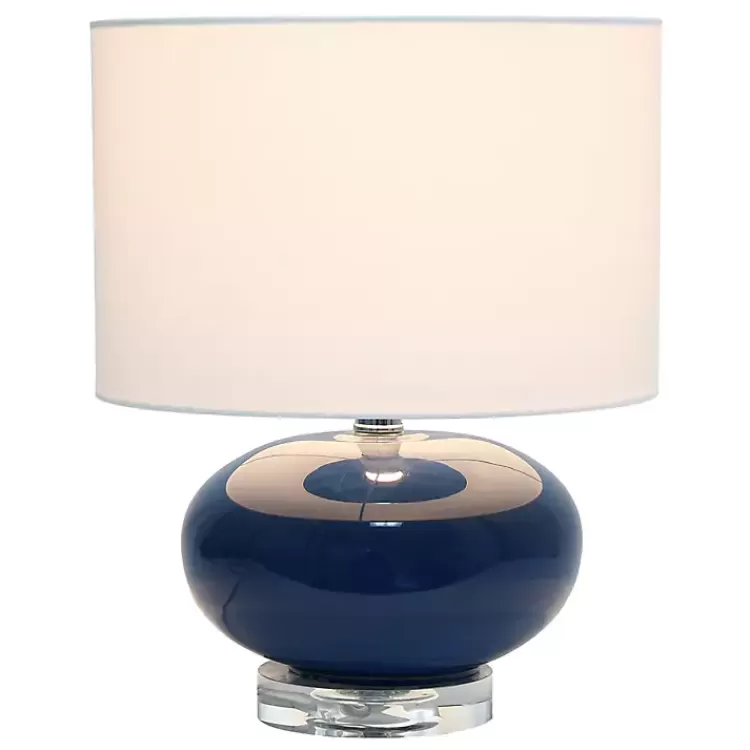 Navy Glass Short Oval Table Lamp>Kirklands Home Clearance