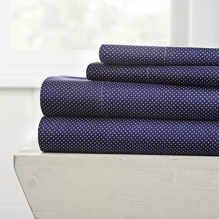 Navy Hearts 4-pc. Full Sheet Set>Kirklands Home Sale