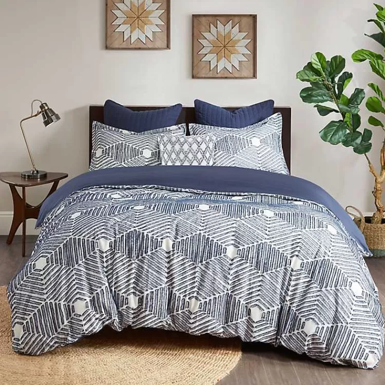 Navy Jacquard 3-pc. California King Comforter Set>Kirklands Home Online