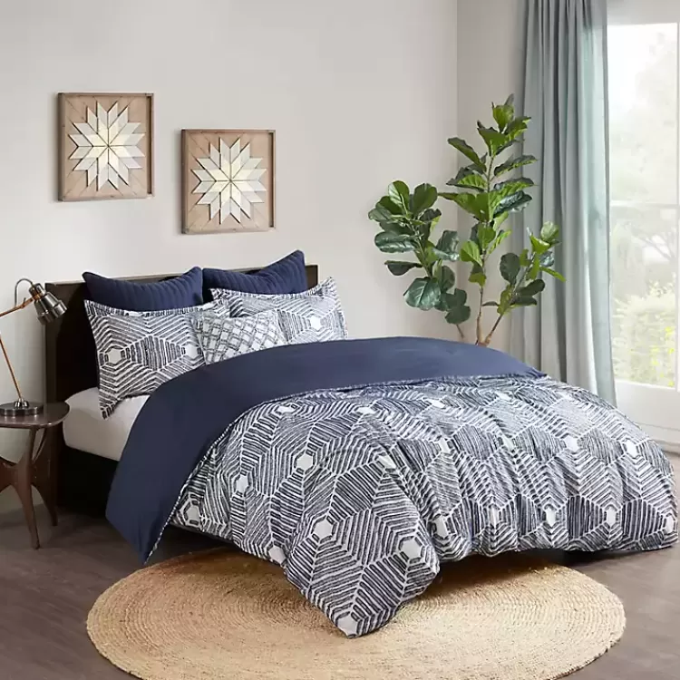 Navy Jacquard 3-pc. California King Comforter Set>Kirklands Home Online