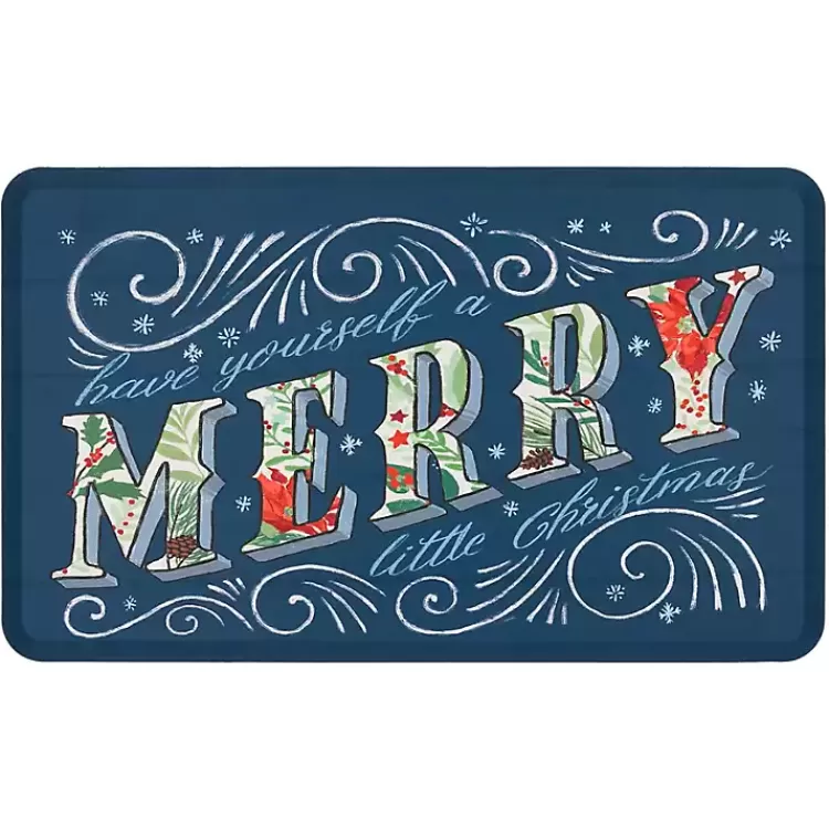 Navy Merry Little Christmas Kitchen Mat>Kirklands Home Cheap