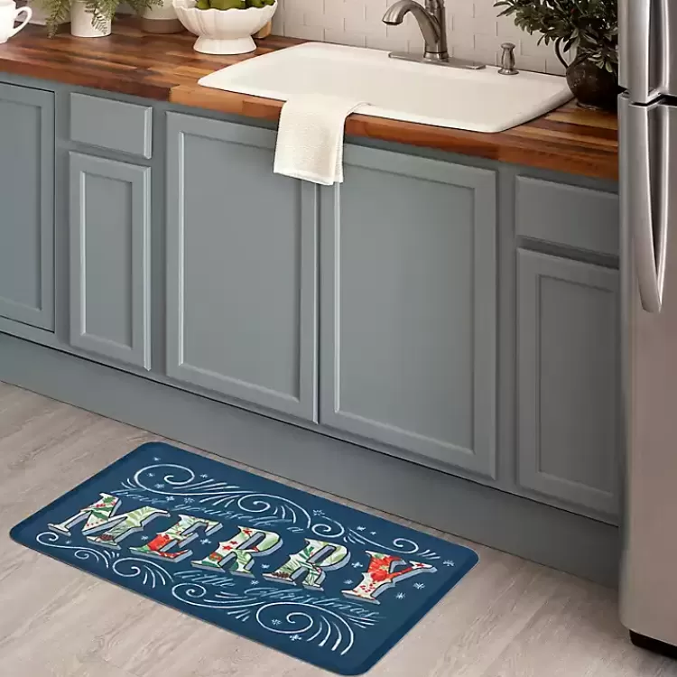 Navy Merry Little Christmas Kitchen Mat>Kirklands Home Cheap