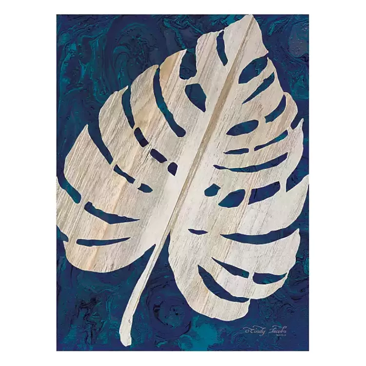 Navy Monstera Leaf Giclee Canvas Art Print>Kirklands Home Hot