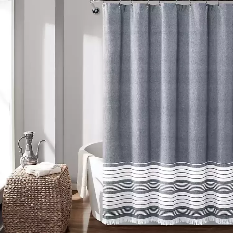 Navy Nantucket Tassel Fringe Shower Curtain>Kirklands Home New