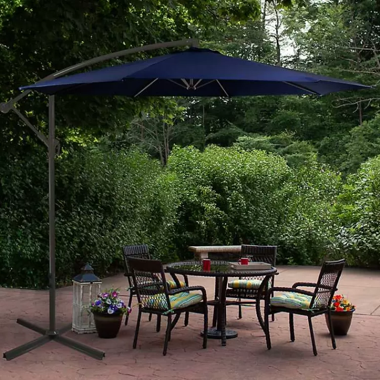 Navy Offset Hand Crank Outdoor Umbrella>Kirklands Home Cheap