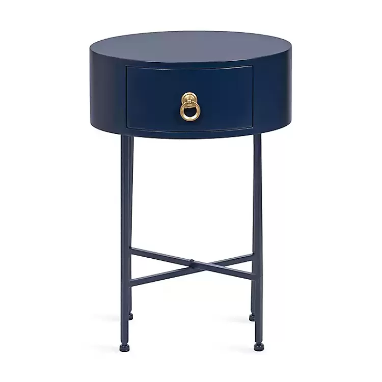 Navy Oval Decklyn Accent Table>Kirklands Home Outlet