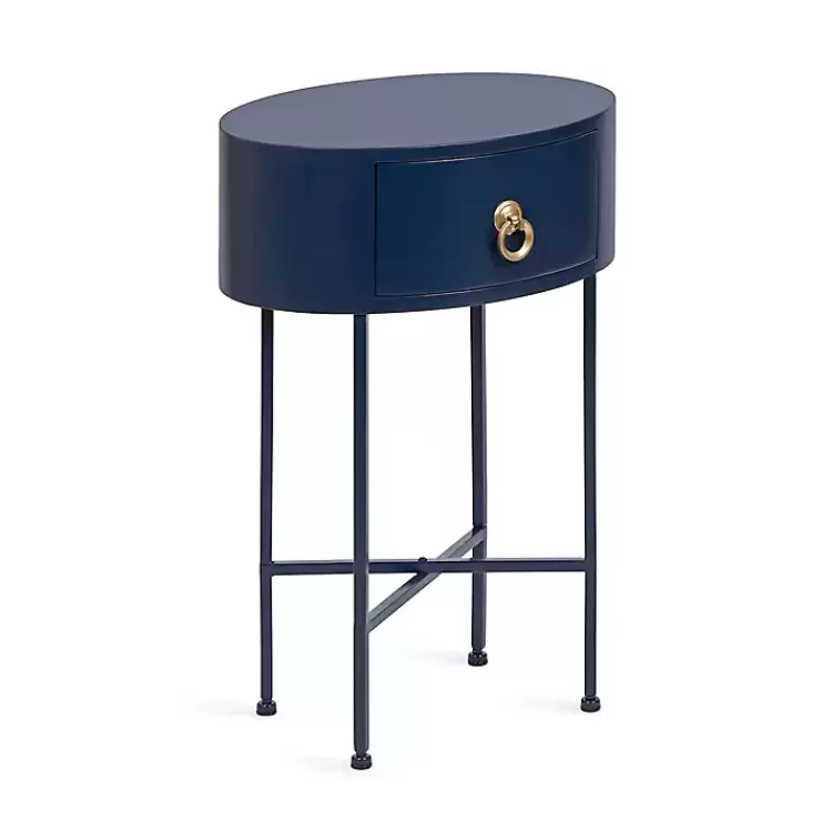 Navy Oval Decklyn Accent Table>Kirklands Home Outlet