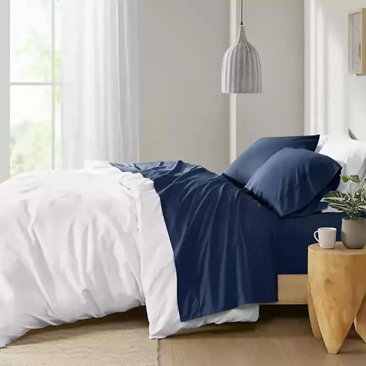 Navy Peached Percale 4-pc. King Sheet Set>Kirklands Home New