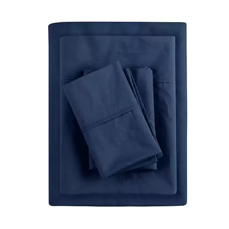 Navy Peached Percale 4-pc. King Sheet Set>Kirklands Home New