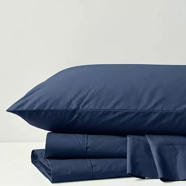 navy_peached_percale_pc_king_sheet_set_5.webp Navy Peached Percale 4-pc. King Sheet Set>Kirklands Home New