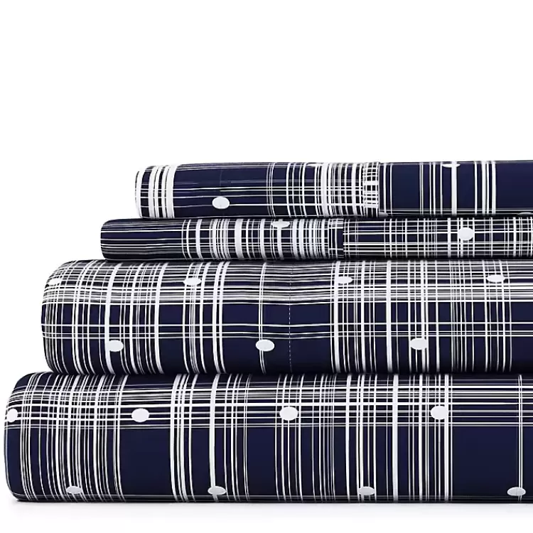 Navy Plaid Polka Dot 3-pc. Twin Sheet Set>Kirklands Home Best Sale