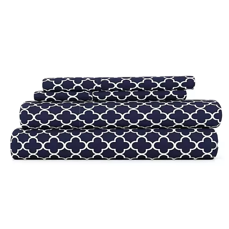 Navy Quatrefoil 3-pc. Twin Sheet Set>Kirklands Home Outlet