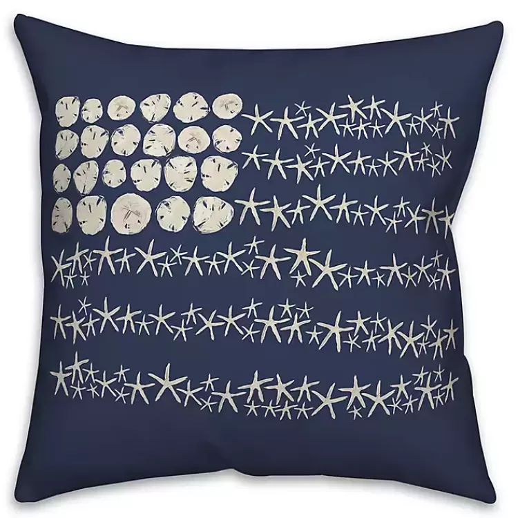 Navy Sand Dollar and Starfish Outdoor Throw Pillow>Kirklands Home Sale