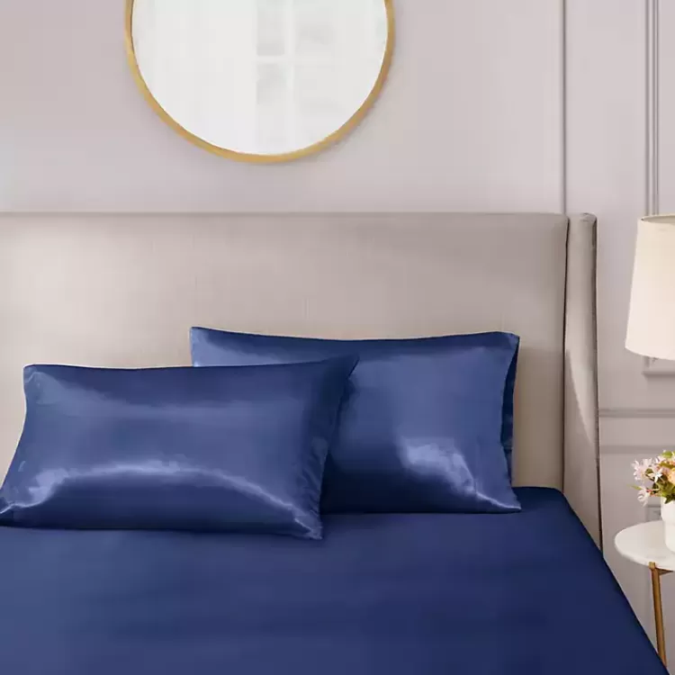 Navy Satin King 2-pc. Pillow Case Set>Kirklands Home Sale