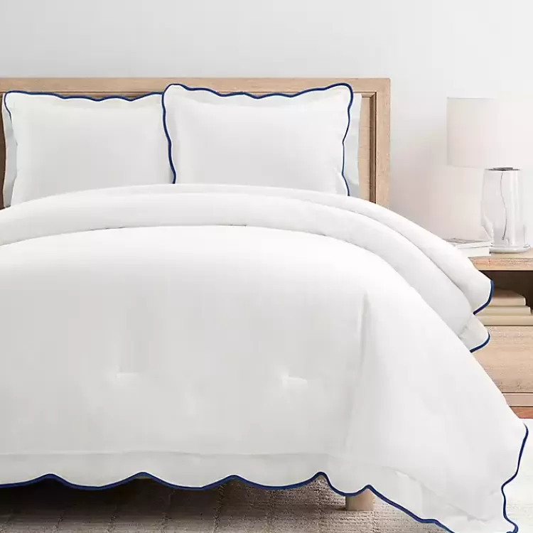 Navy Scalloped Edge 3-pc. Full/Queen Comforter Set>Kirklands Home Flash Sale