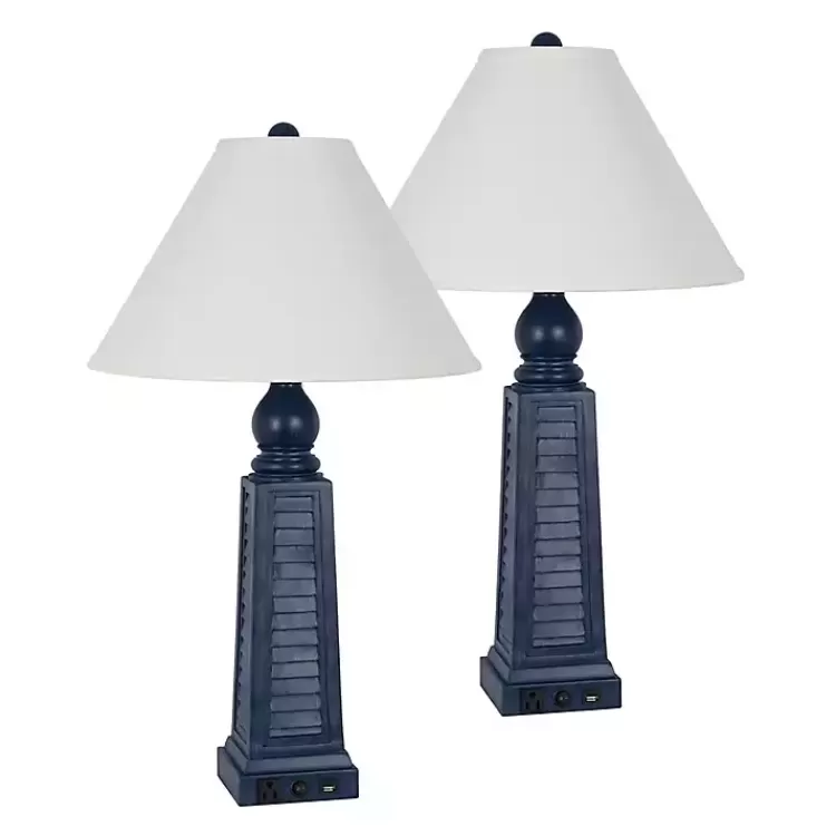 Navy Shutter Charging Table Lamps, Set of 2>Kirklands Home New