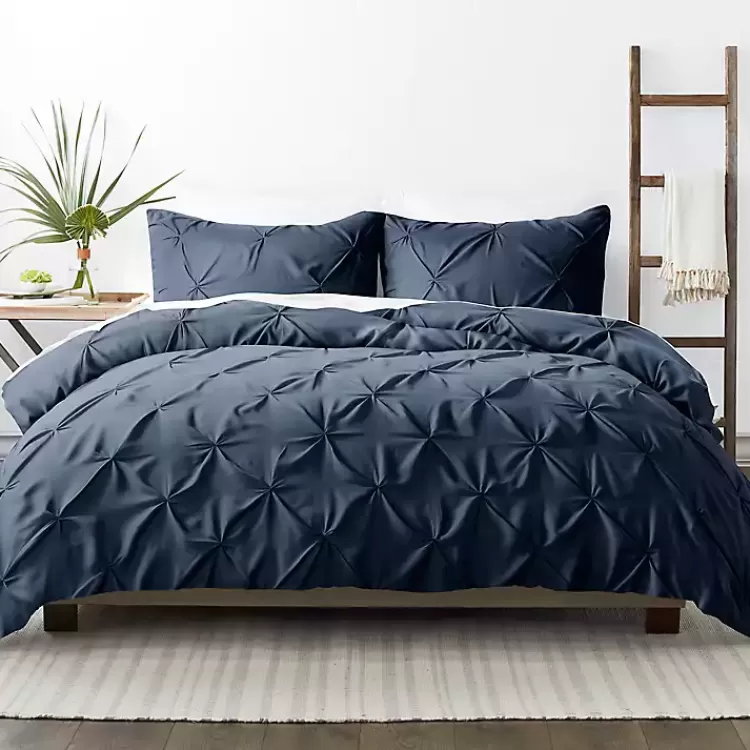Navy Soft Pinched 3-Pc. King Duvet Cover Set>Kirklands Home Cheap