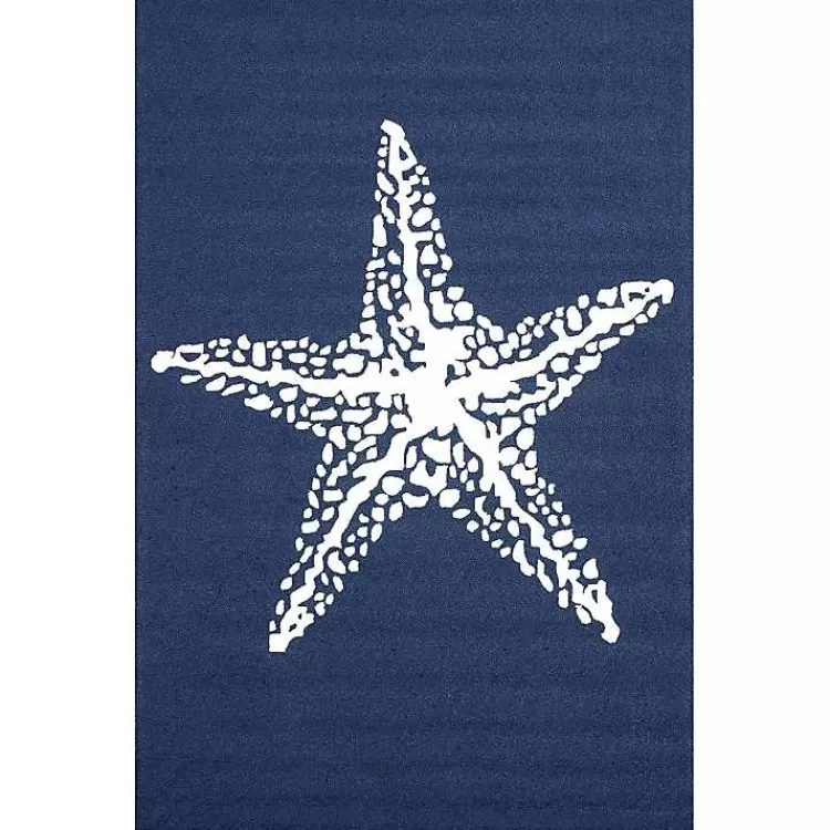 Navy Starfish Hooked Indoor/Outdoor Area Rug, 7x9>Kirklands Home Best