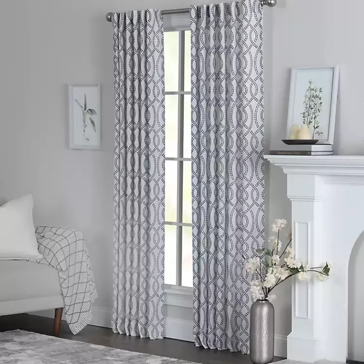 navy_trellis_woven_single_curtain_panel__in_5.webp Navy Trellis Woven Single Curtain Panel, 84 in.>Kirklands Home New
